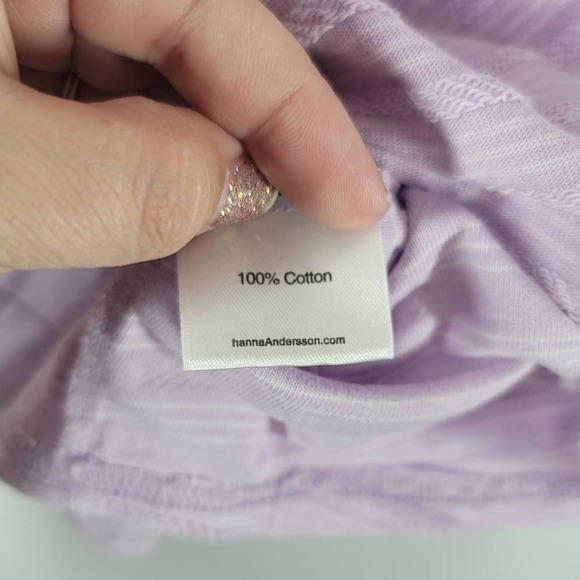 Hanna Andersson Kids Girls Striped Cotton Tie Straps Dress Purple White Size 10 - Picture 4 of 5